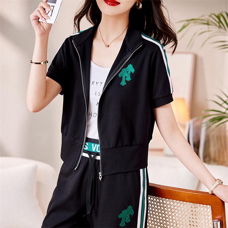 《两件套》套装女2025夏季新款洋气减龄时髦小个子时尚阔腿裤女,女装运动套装,天丽