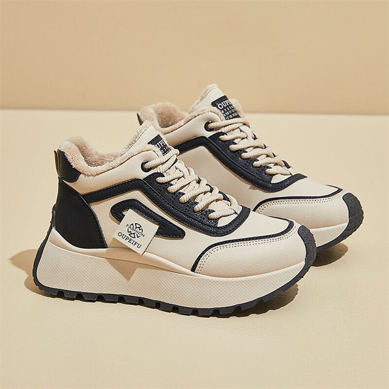 X4537-100韩版新款加绒老爹鞋女2024冬季运动厚底高帮休闲鞋，女鞋短靴，星座1407-3