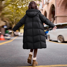 现货2024冬季新款时尚廓形保暖加厚长款面包服羽绒服，女装羽绒服，深水步