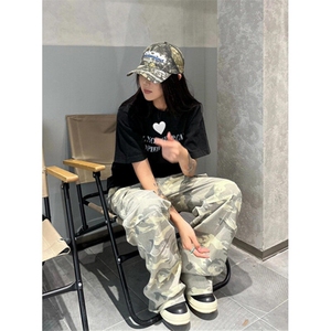 迷彩工装裤男女高街嘻哈牛仔裤伞兵裤阔腿直筒休闲裤子 KA721图片