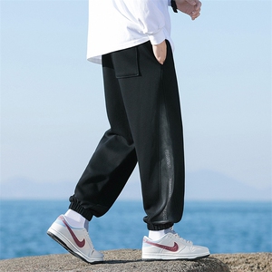 重磅针织休闲裤男2024春夏阔腿裤美式卫裤直筒裤潮-海景-5012-P50图片