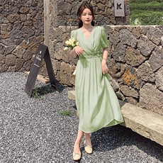 主推夏日新品凡尔赛盘扣连衣裙有款号2218-P115K168，女装连衣裙，浙宝305