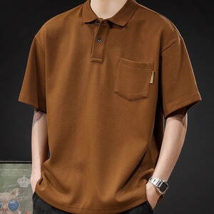 美式复古POLO衫男夏季简约风重磅男装宽松大码男士短袖T恤tshirt图片