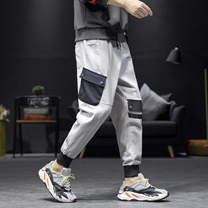 20春装新款休闲工装裤宽松日系大码束脚裤哈伦九分裤K821-P50图片