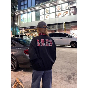 美式立领春季字母刺绣夹克男女宽松街头休闲棒球服外套潮牌 JY190图片