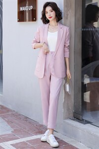 西装套装女薄款2025春夏时尚职业休闲网红西服洋气减龄两件套超火图片