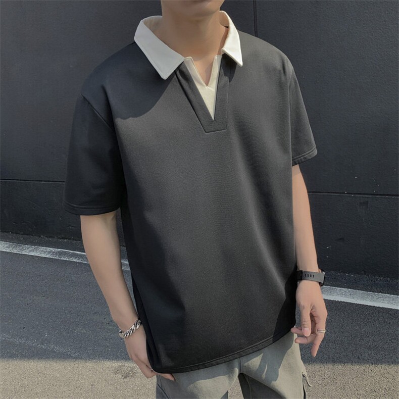 夏季大码公版拼色翻领POLO衫男休闲T恤短袖,男装Polo衫,星座1107-1