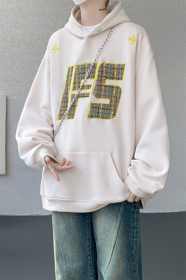 重磅贴布刺绣卫衣大码春秋连帽衫硬挺外套美式休闲上衣WY9108/P65,女装短外套,电商B238