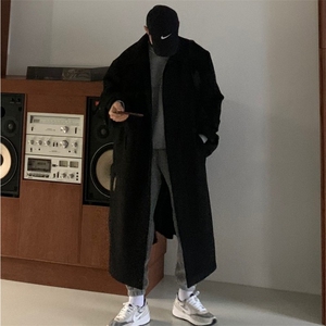 816B-DY1009-P120 韩呢子大衣男过膝休闲超长外套图片