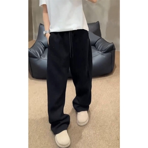 现货A2906-P31加绒41 秋冬款加绒加厚雪尼尔斑马纹肌理直筒休闲裤图片