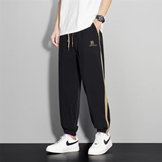 冰丝休闲裤男士夏季薄款2024新款宽松裤子条纹卫裤束脚K143-2/P28，男装休闲裤，星座506