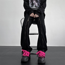 美式ins高街hiphop毛须小众拉链休闲牛仔长裤货号K2309P65控88，男装牛仔裤，电商A063