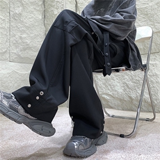 1港风冰丝工装裤男抽绳休闲潮流裤男拖地直筒长裤SK77039P45控69，男装工装外套，星座226-2