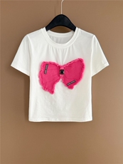 少女风穿搭时尚套装女夏宽松显瘦圆领蝴蝶结上衣牛仔短裤两件套潮，女装套装/套裙，江南