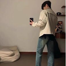 【有货】DJKT148-P78潮春秋哈林顿拼接裁剪廓形夹克立领外套男，男装夹克，星座603-2