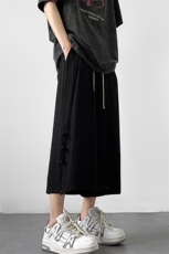8XL-M新中式亚麻裤男七分裤阔腿裤垂感休闲短裤风棉麻K966P45，男装牛仔裤，电商D206-1