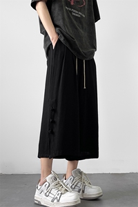 8XL-M新中式亚麻裤男七分裤阔腿裤垂感休闲短裤风棉麻K966P45图片