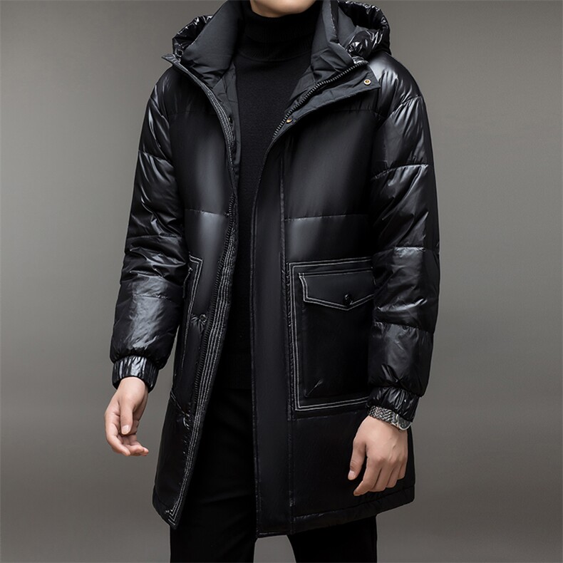 中长款羽绒服男冬季加厚2023年新款休闲连帽中青年男士保暖外套,男装羽绒服,电商B212（原钱塘6029）
