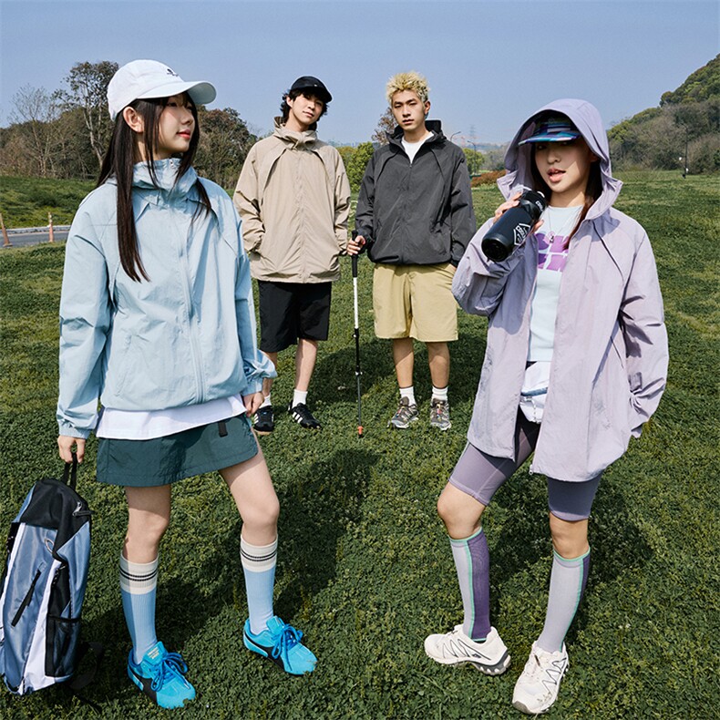 现货冰丝连帽防晒衣轻薄网眼透气户外运动拼接外套男A699-P45，男装防晒衣，星座1505