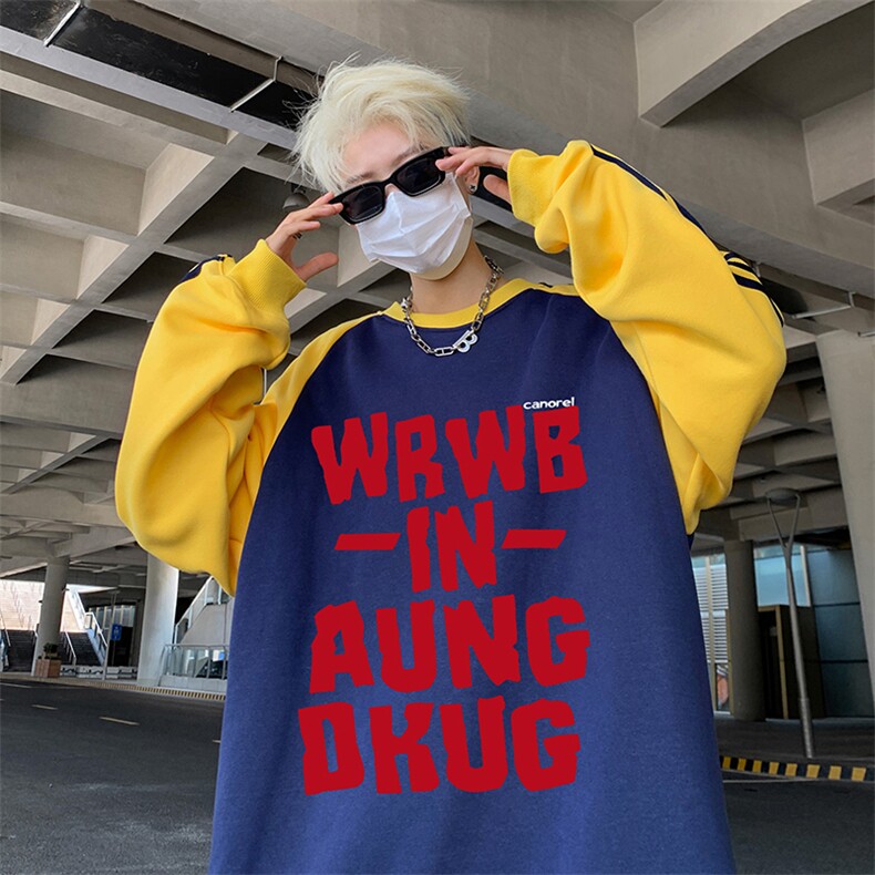 抖音得物供货提供视频秋冬重磅美式宽松织带圆领卫衣0717,男装卫衣,电商A486