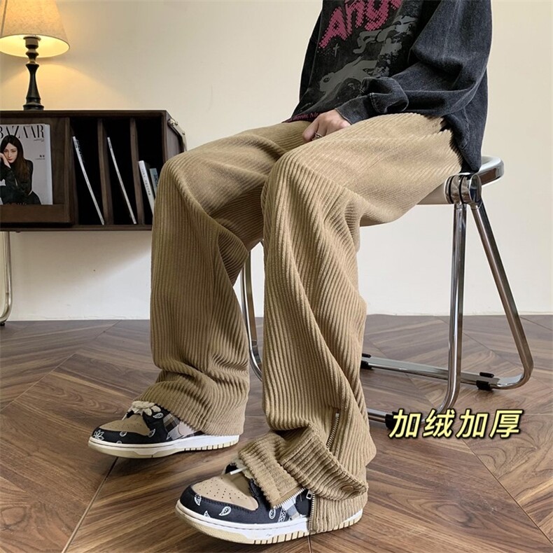重磅粗条灯芯绒加绒加厚拉链休闲裤M~5XL XZ604-KG42JR-P65控78图片