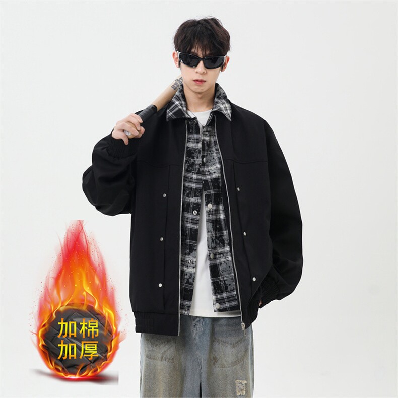现货上新加棉加厚假二件寸衫夹克大码棉衣JK2589加棉P90,男装夹克,星座301B-2（原A443-1）
