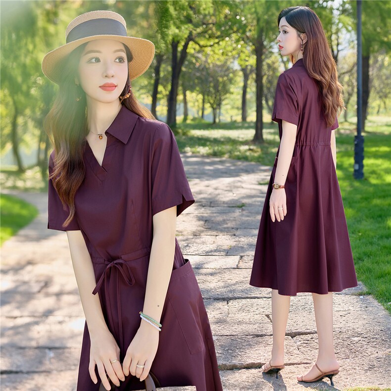 6301时尚气质翻领显瘦连衣裙，女装连衣裙，倪叶myz