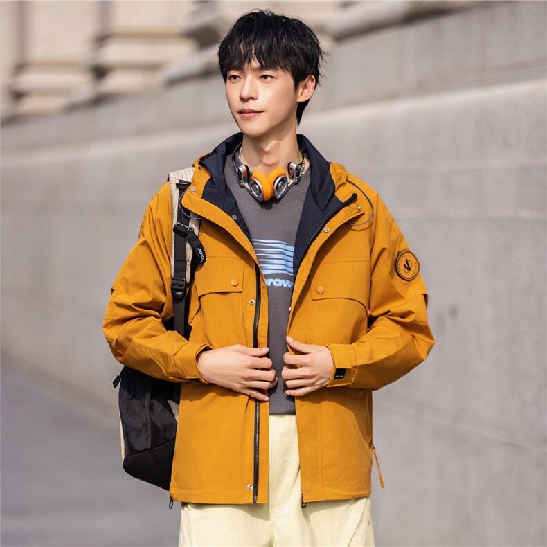 2025款男士夹克外套春秋男装休闲潮流百搭连帽男外套91020-P105，男装夹克，电商D215