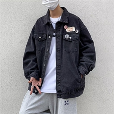2023徽章牛仔外套男潮牌美式贴布街头风休闲夹克上衣-JK3322-p65，男装夹克，星座601-2