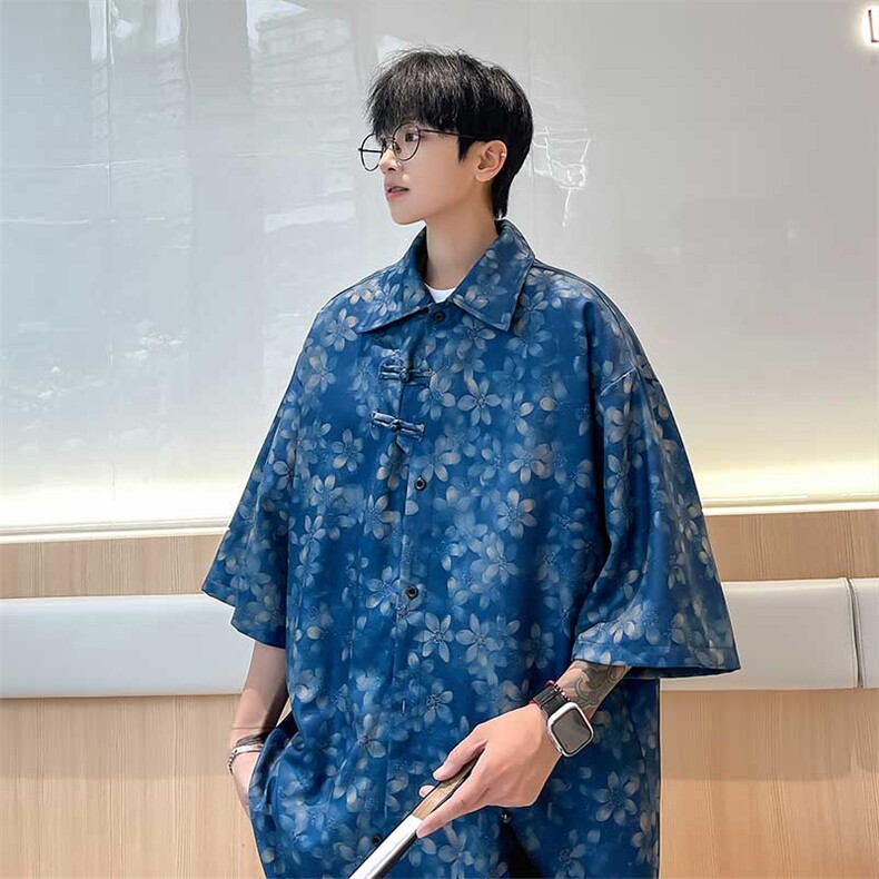 控69花衬衫夏季风印花衬衫短袖风宽松版型CS012-P40,男装衬衫,电商A128