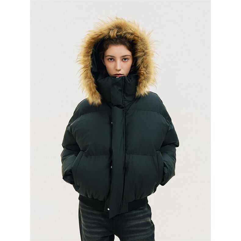 现货三防重磅硬挺boxy短款羽绒棉衣座山雕大毛毛领PU皮棉服外套冬，男装棉衣，电商A443