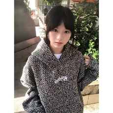美式黑色小香风刺绣连帽卫衣女秋冬季新款宽松潮慵懒风套头外套，女装短外套，星座506A