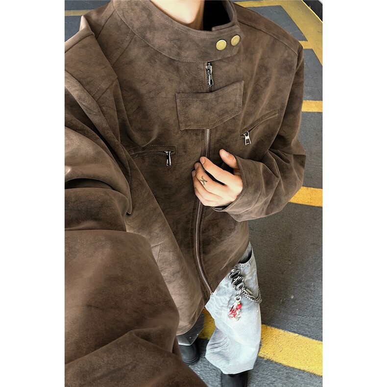 夹克款PU03#黑灰色棕色M-3XL高质量,男装夹克,星座1210-1