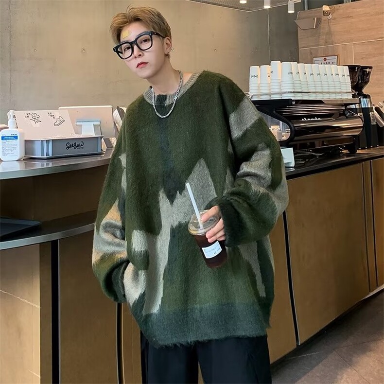 美式复古撞色毛衣男秋冬季学生街头慵懒风小众MY210-P50,男装针织衫/毛衣,星座1109-3