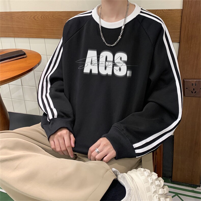 美式三杠条纹复圆领卫衣秋冬男女宽松长袖SW2475-P45控6850棉,男装卫衣,电商B370