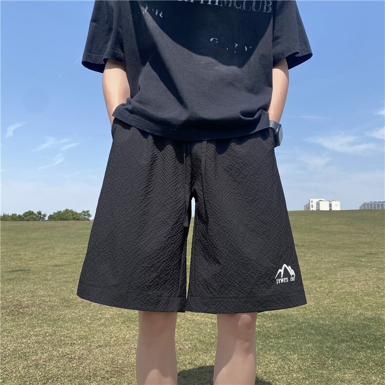 抖音品质夏季新款泡泡格潮流印花宽松短裤B315-K24142-p35控48图片