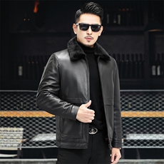 J22135新款海宁男式绵羊皮皮衣男水貂内胆翻领皮克服P1480，男装皮衣，电商B360