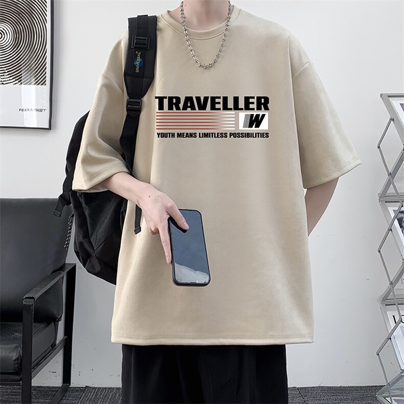 麂皮绒短袖t恤男大码半袖男大皂风JD82359-P25,男装T恤,电商A040
