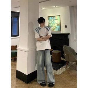 韩系ins高级感穿搭毛边短袖cleanfit设计感五分袖T恤夏季LG84-P41图片