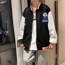 情侣装外套宽松bf男华夫格开衫卫衣ins春秋潮棒球服JK8121-P60，男装夹克，星座308B-1