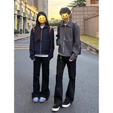 美式男女春秋高街黑色直筒牛仔裤弯刀微喇裤S6248P37，男装牛仔裤，星座1112-1