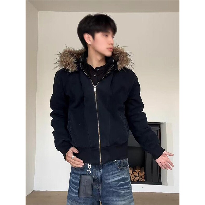 座山狮银狐可拆卸解构座山雕连帽夹克棉服男秋冬季军帆布棉衣外套,男装夹克,星座514-2(原B239)