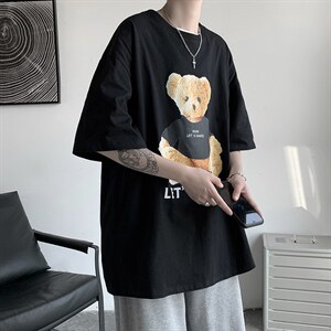 夏季可爱小熊印花男士短句风四色宽松T恤 A071-5506-P25图片