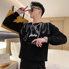AW87/P75控105春季社会小伙设计感撞色美式印花男款打底卫衣白首1，男装卫衣，星座305B-1