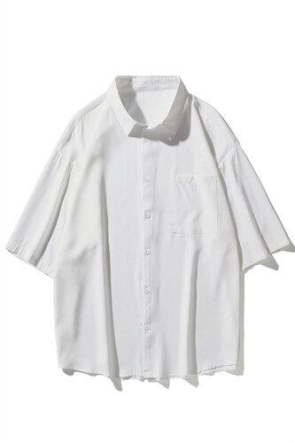 C6042/35夏款2023新款平铺冰丝克莱因蓝衬衣男开衩短袖衬衫控58,男装衬衫,电商A141