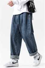 2023秋季新大码无影墙男纽扣美式直筒大裤脚阔腿牛仔裤N8131-P50，男装牛仔裤，电商A082