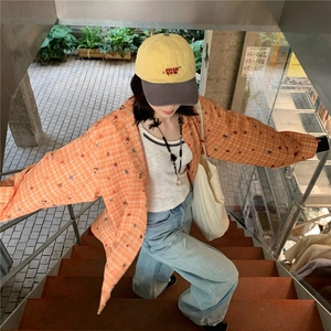有货。格子休闲衬衫男女百搭慵懒衬衣外套潮CY1267-P45