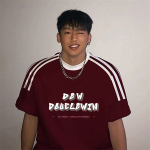 夏季美式高街重磅纯棉三条杠织带撞色男女短袖T恤ZD368-特P30图片