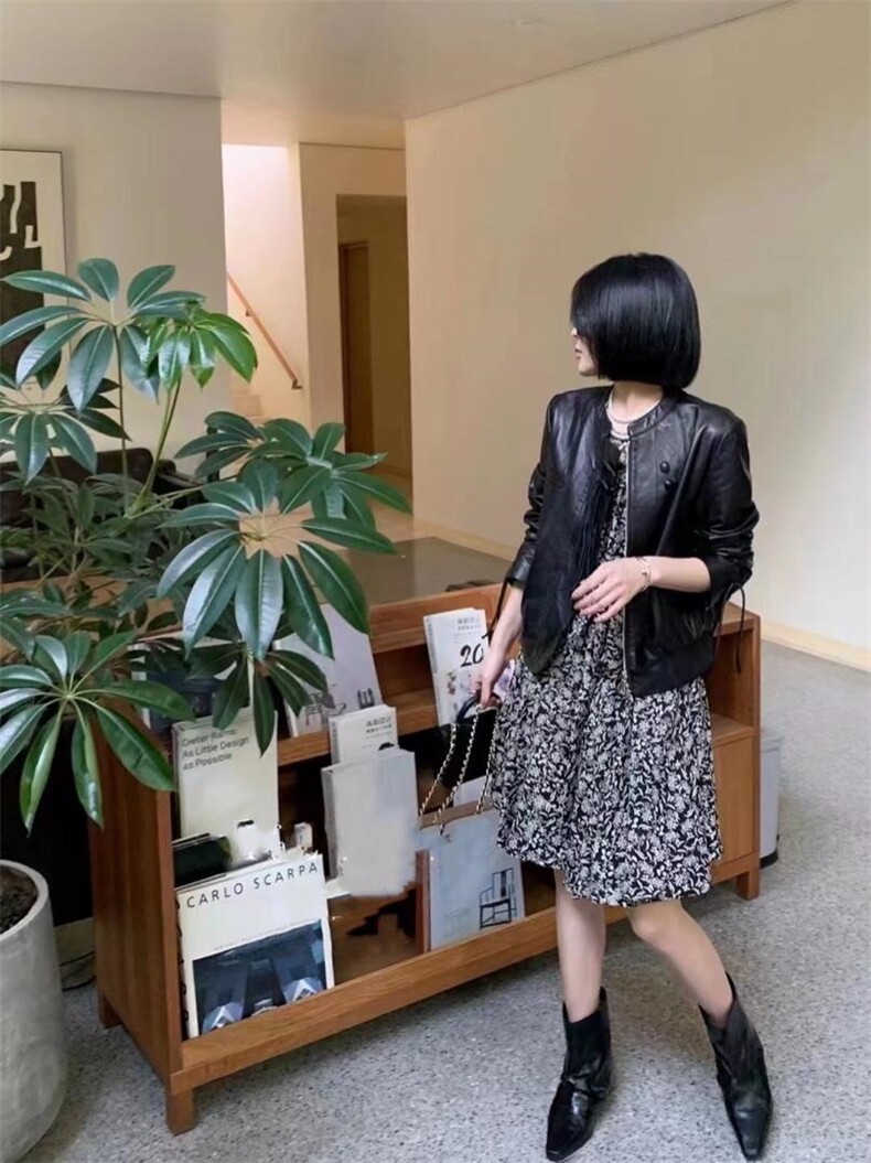 2022民族风复古盘扣设计气质皮衣外套,女装皮衣,L·H·X