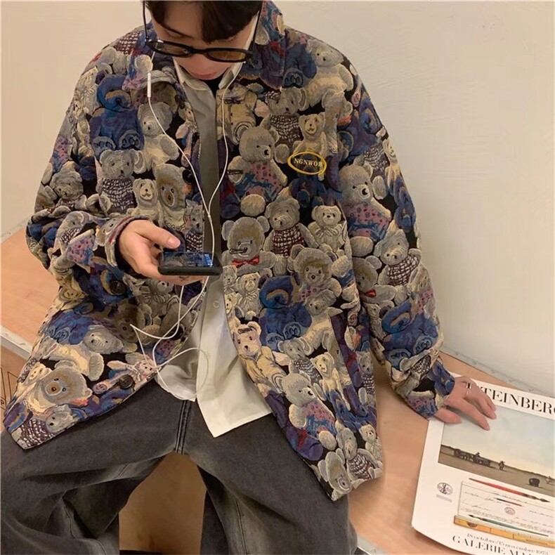 美式hiphop炸街满印小熊薄款外套Y6531P50,男装夹克,星座1116-2